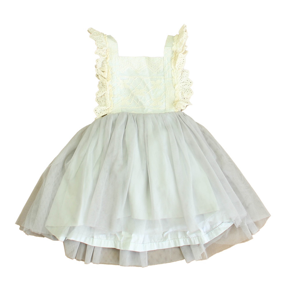 Little Trendsetter Girls White | Blue Dress size: 18-24 Months